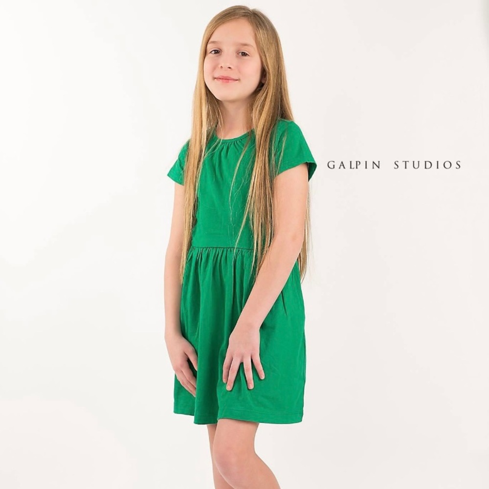 cotton emerald green dress used only for photo.